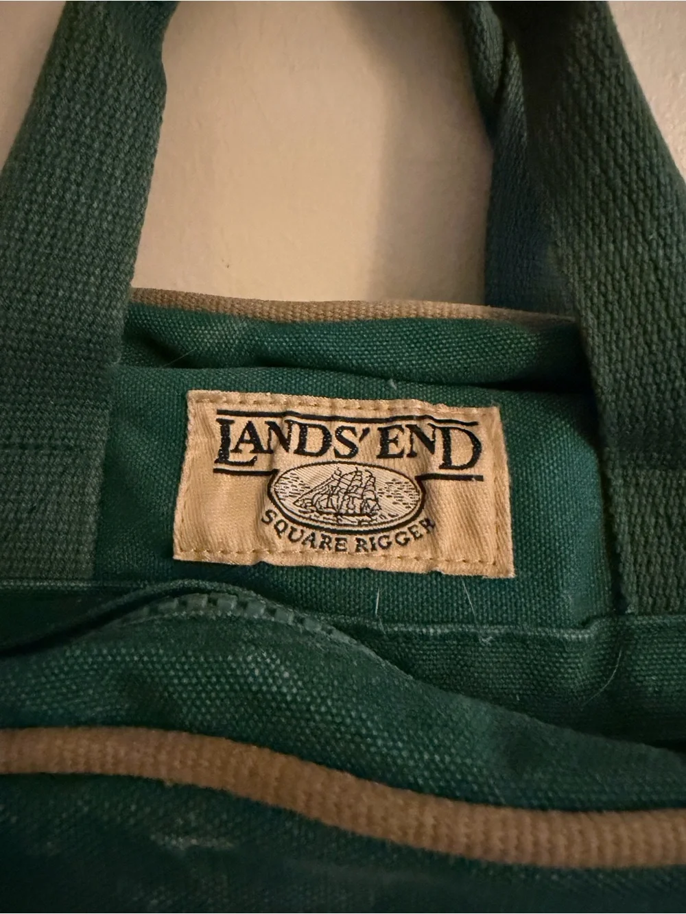Vintage Lands' End Green Canvas Bag